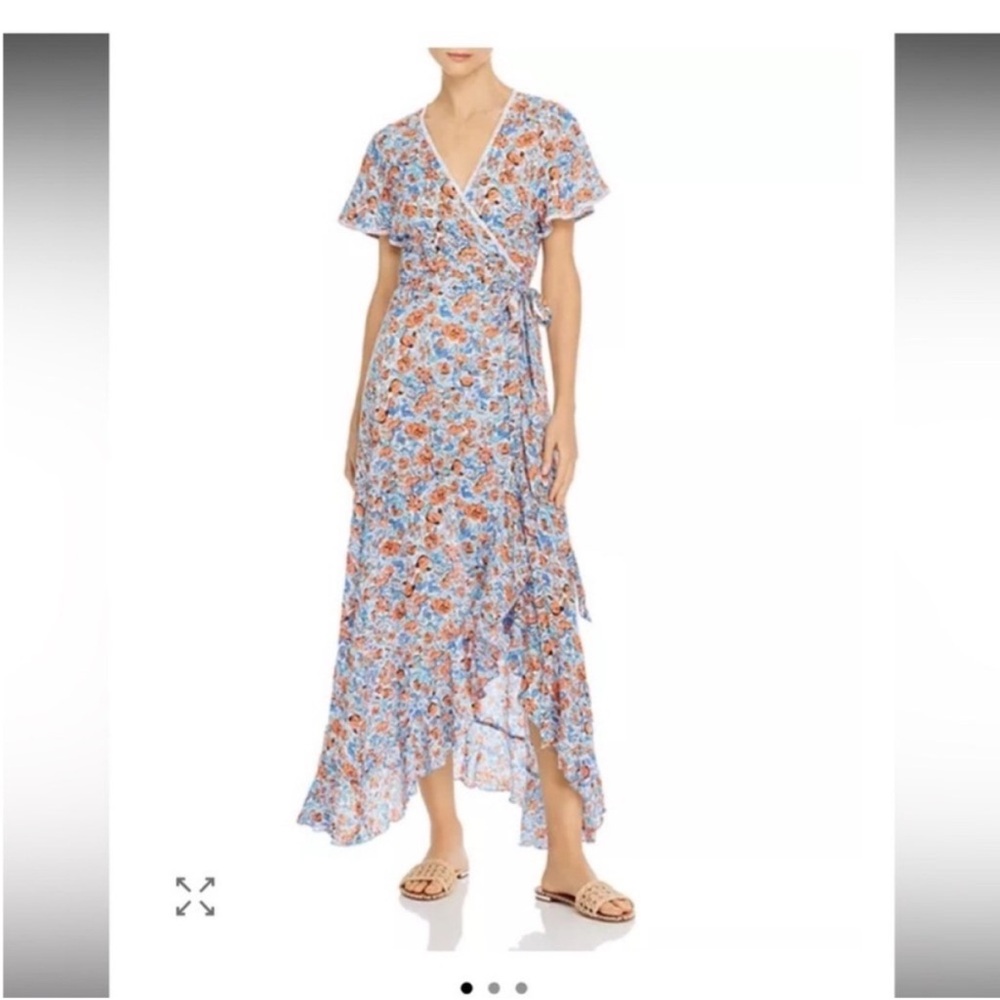 Poupette St Barth Floral Joe Maxi Dress in Blue and Orange - Picture 1 of 6